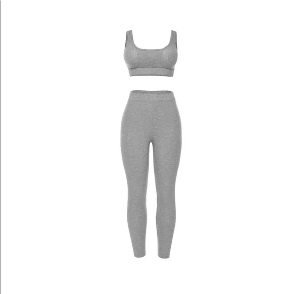Gray Ribbed Sports Set - Picture 2 of 4